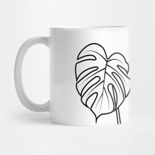 Monstera Leaf - Illustration - Lineart - Black Outline Mug